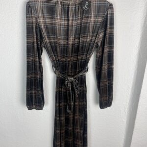 VESTIDO TERCIOPELO CUADROS MARRON