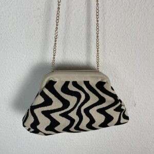 BOLSO TELA ZIG ZAG BEIG Y NEGRO