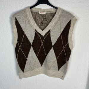 CHALECO ROMBOS BEIG Y MARRON