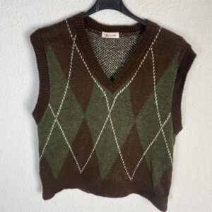 CHALECO ROMBOS MARRON Y VERDE