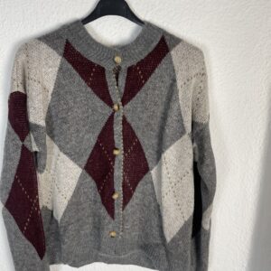 CHAQUETA ROMBOS GRIS Y MARRON