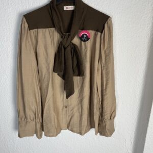 CAMISA LAZO MARRÓN Y CAMEL