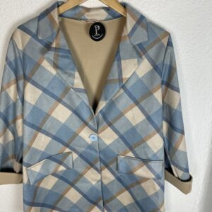 CHAQUETA CUADROS TONOS AZULES ANTELINA