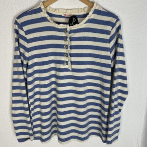 SUDADERA RAYAS AZUL Y BEIG VOLANTE