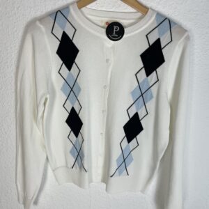 CHAQUETA ROMBOS BLANCA
