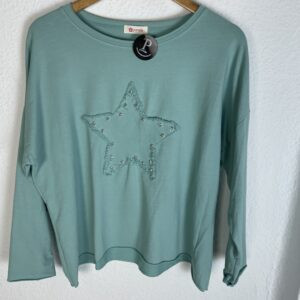 SUDADERA VERDE ESTRELLA TACHUELAS