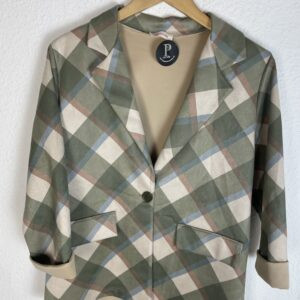 CHAQUETA ANTELINA CUADROS TONOS VERDES