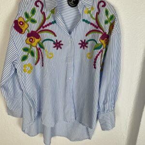 CAMISA RAYAS BORDADA