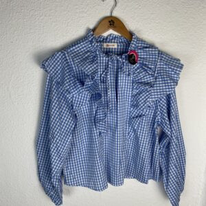 CAMISA VOLANTES VICHY AZUL