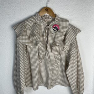 CAMISA VOLANTES VICHY BEIG