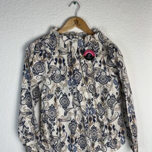 CAMISA ESTAMPADA CUELLO SUBIDO TONOS AZULES