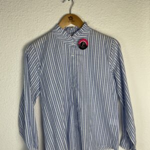 CAMISA RAYAS AZUL CUELLO TIRILLA VOLANTE