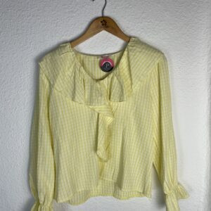 BLUSA AMARILLA CUADROS VOLANTES