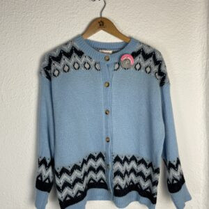 CHAQUETA FENEFAS CELESTE Y MARRON