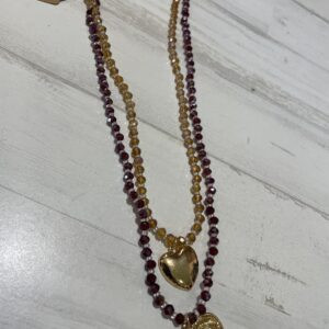 COLLAR BOLITAS DOBLE TONOS NARRONES CORAZONES