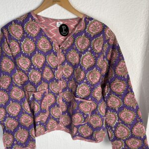 CHAQUETA ESTAMPADA TONOS MALVA REVERSIBLE