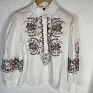 CAMISA BORDADA MANGAS ABULLONADAS