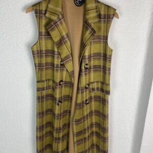 CHALECO ANTELINA CUADROS MARRON Y LIMA