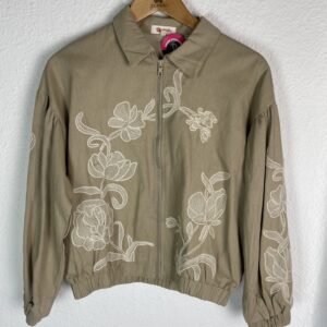 CHAQUETA BOMBERS BEIG BORDADA