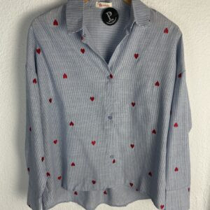 CAMISA RAYAS CORAZON BORDADAS