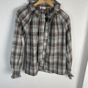 CAMISA CUADROS AZUL Y MARRON CUELLO LAZO