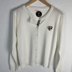 CHAQUETA BLANCA DETALLE VICHY MARRON