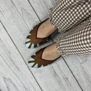 MERCEDITAS CROCHET MARRON Y TURQUESA