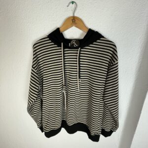 SUDADERA RAYAS CAPUCHA NEGRA Y CAMEL