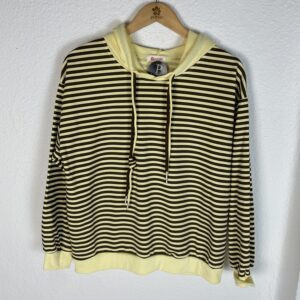 SUDADERA RAYAS CAPUCHA MARRON Y AMARILLA