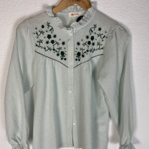 CAMISA CUADROS VERDE BORDADA EN TONOS VERDE