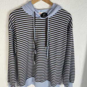 SUDADERA RAYAS MARRON Y CELESTE