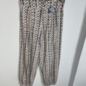 PANTALON ESTAMPADO RECOGIDO TONOS AZULES