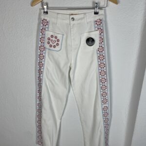 PANTALÓN BLANCO BORDADO EN ROJO
