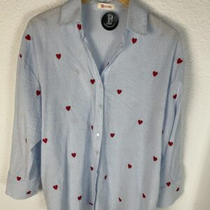 CAMISA RAYAS CORAZONES BORDADOS