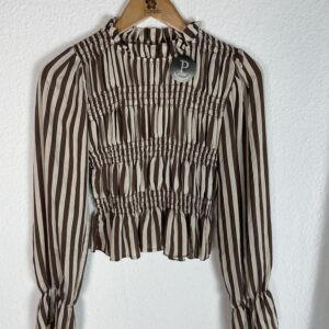 CAMISA NIDO DE ABEJA RAYAS MARRON Y BEIG