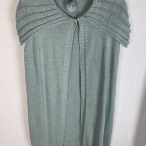 CHALECO HILO CUELLO PLISADO AZUL