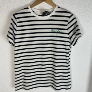 CAMISETA RAYAS NEGRA Y BLANCA DETALLE BORDADO