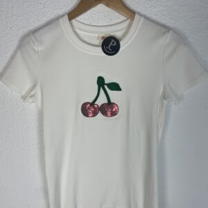 CAMISETA BLANCA CEREZAS LENTEJUELAS