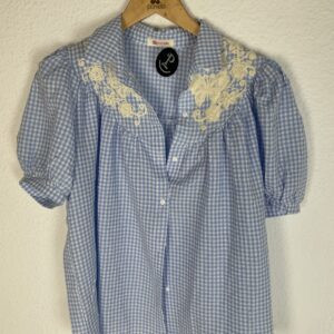 CAMISA VICHY MANGA CORTA BORDADA