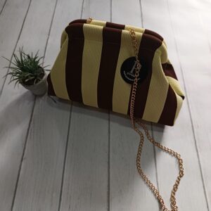 BOLSO RAYAS AMARILLO Y MARRON
