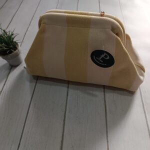 BOLSO RAYAS AMARILLO Y BEIG