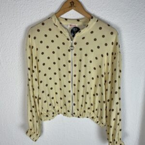 CHAQUETA BOMBER AMARILLA LUNARES MARRON