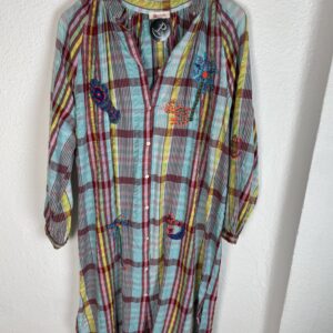 VESTIDO CUADROS BORDADO