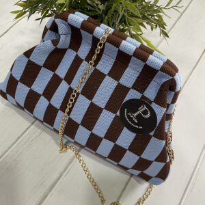 BOLSO CUADROS AZUL Y MARRÓN