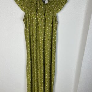 VESTIDO CUELLO NIDO DE ABEJA LUNARES TONOS VERDES