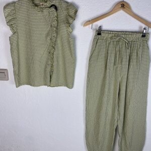 CONJUNTO VICHY PANTALON GLOBO VERDE LIMA