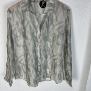 CAMISA GASA ESTAMPADA VERDE Y BEIG