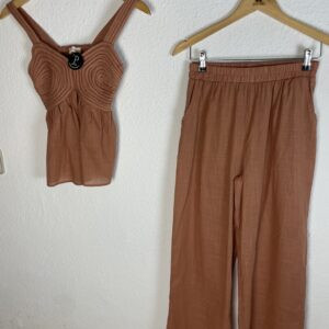CONJUNTO LINO TOP Y PANTALON TEJA