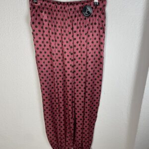 PANTALON SATINADO RECOGIDO LUNARES ROSA Y MARRON