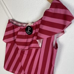 TOP ASIMÉTRICO ROJO Y ROSA